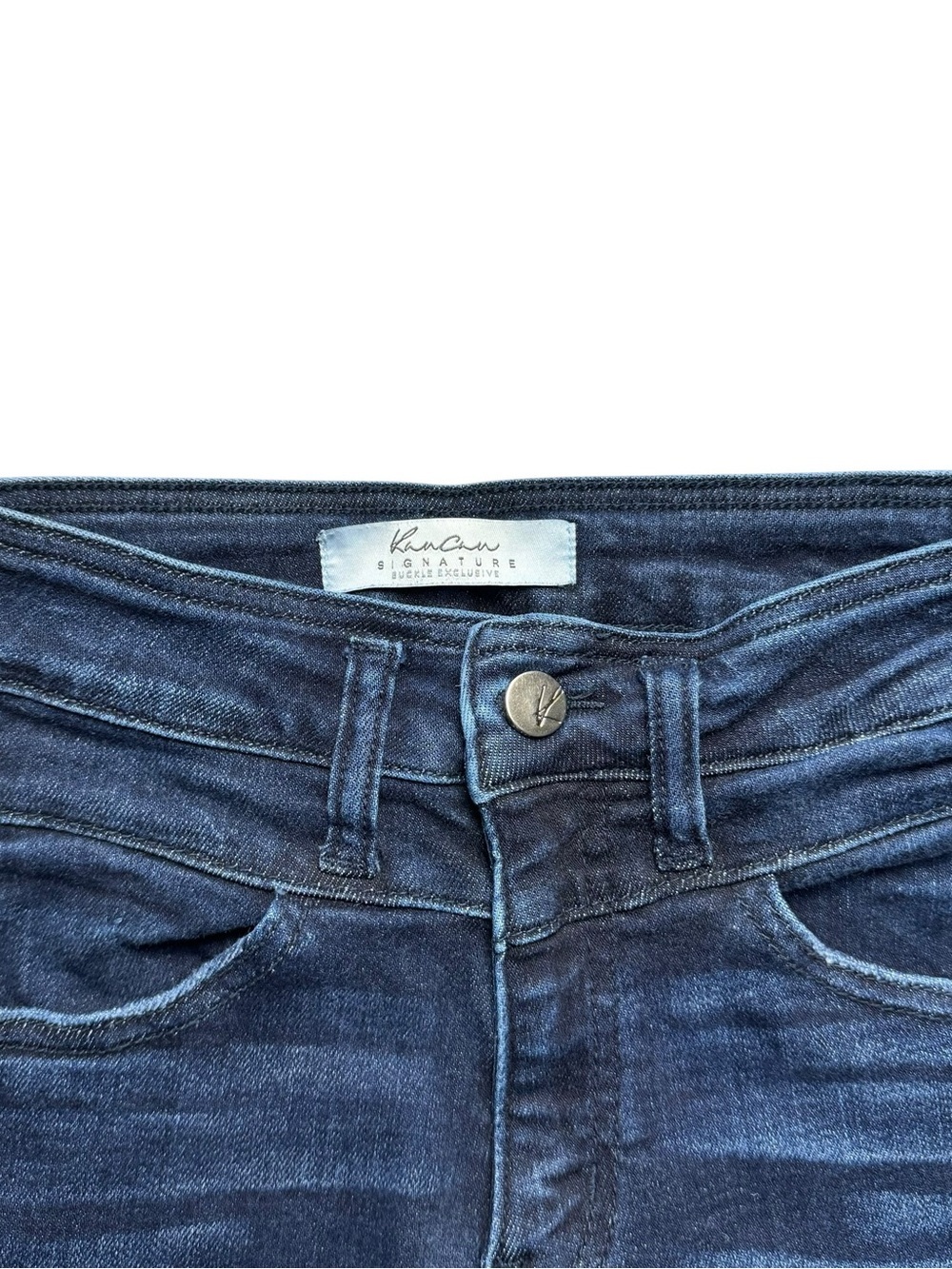 KanCan Signature Buckle Exclusive Women's Dark Indigo High-Rise Skinny Jeans 24 - Picture 3 of 6